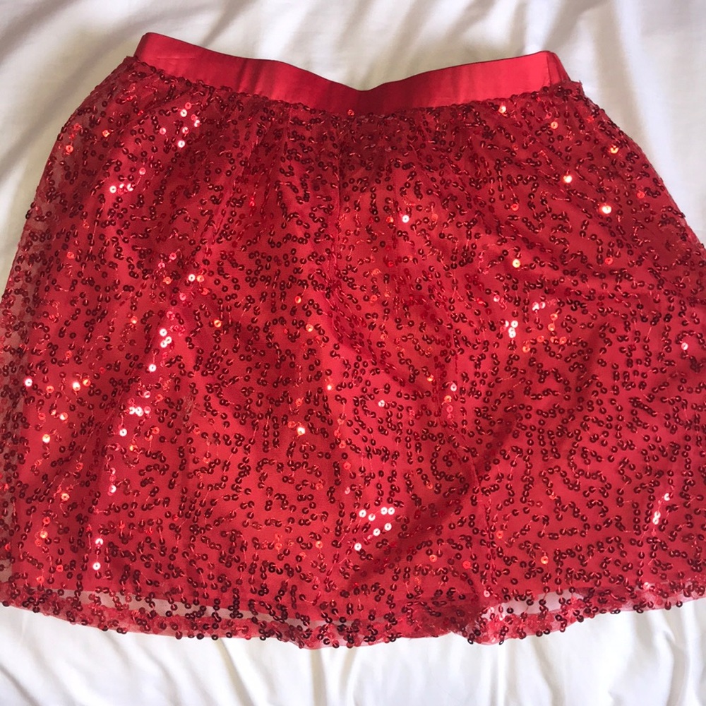 Junior’s Red Sparkly Skater Skirt
